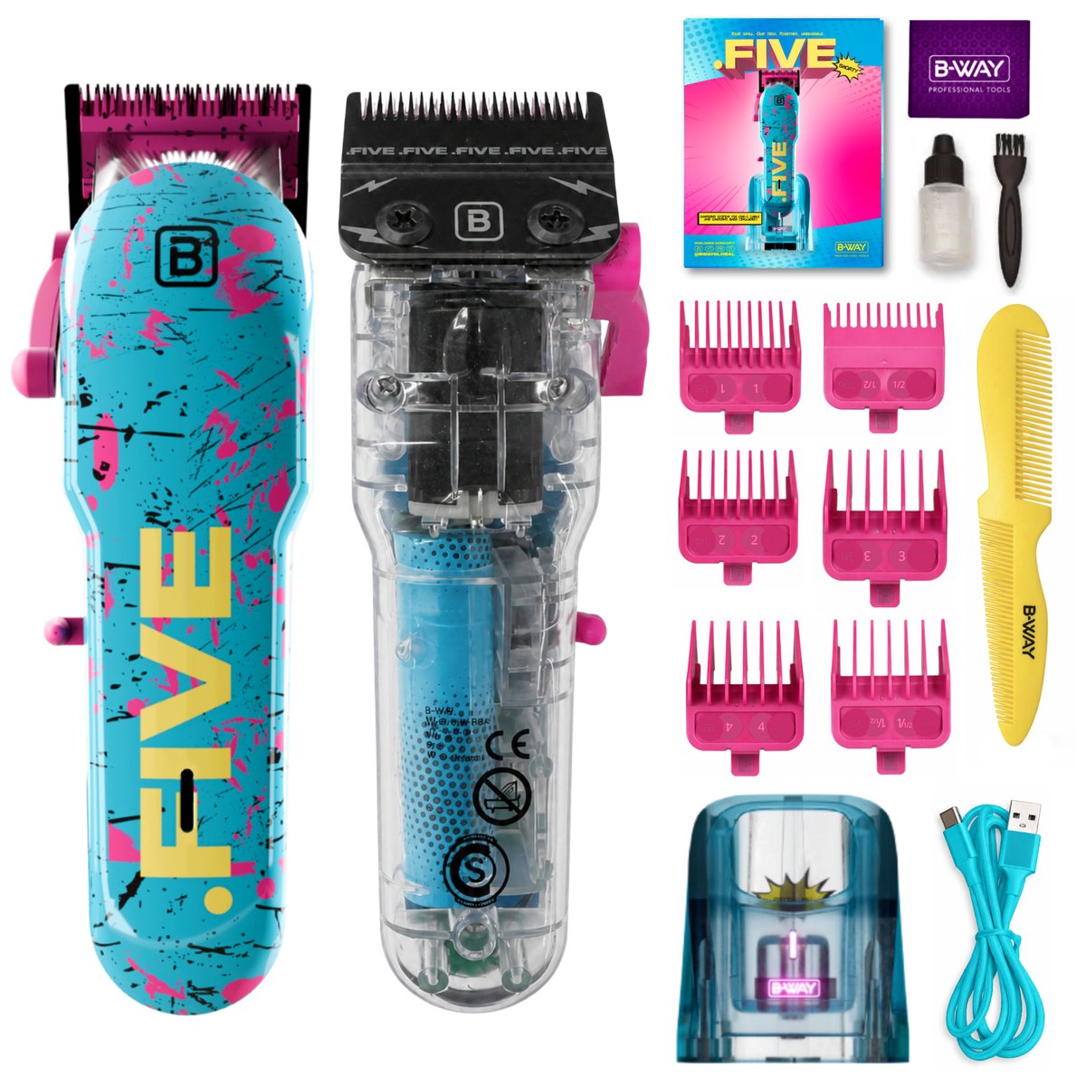 B‑WAY New Five Clipper & DOT1 Trimmer – 2‑Piece Barber Set