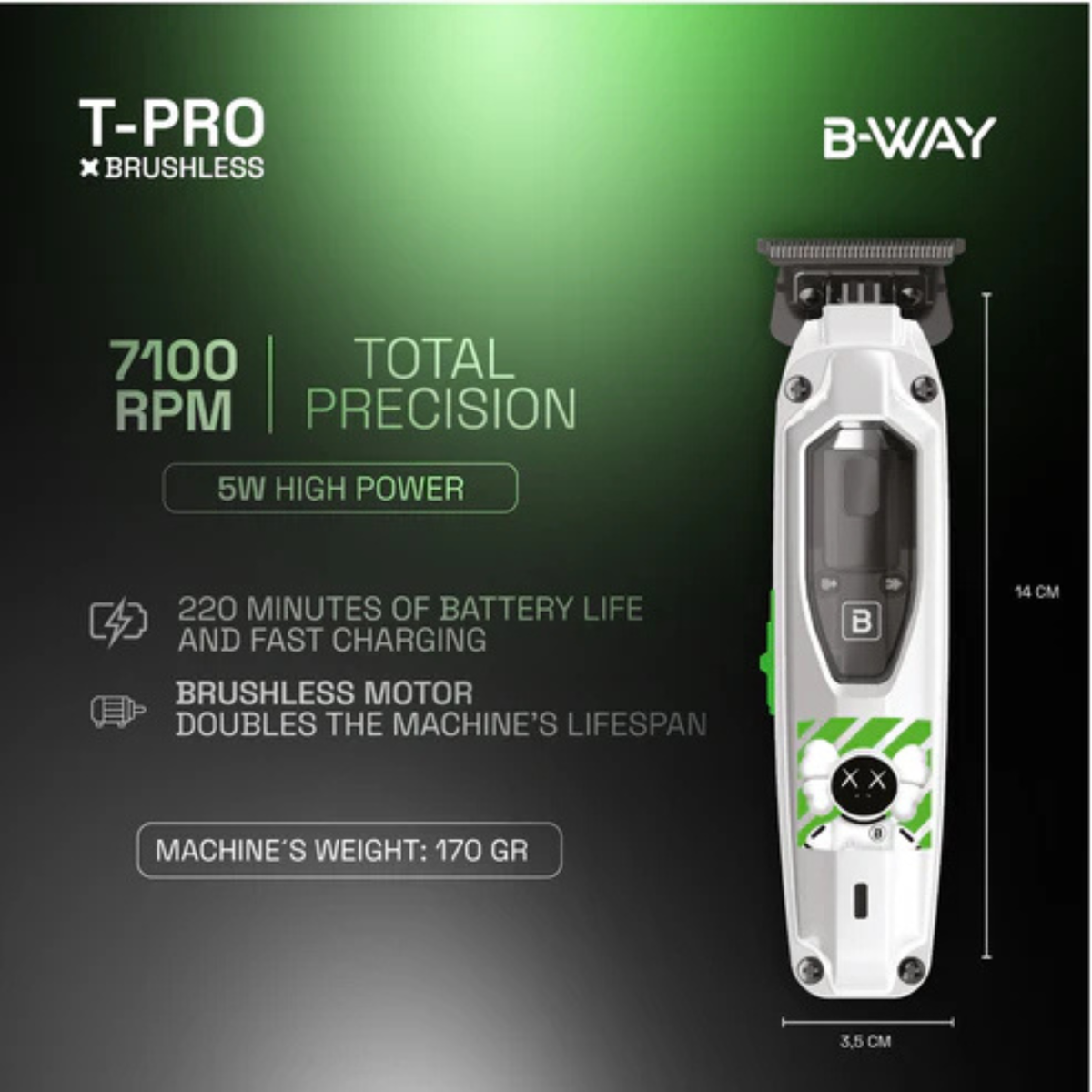 B-Way Lo-Pro X Brushless Clipper &amp; T-Pro Brushless Trimmer – Professional 2-in-1 Barber Set