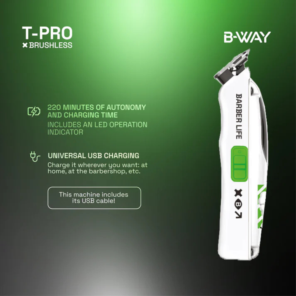B-Way Lo-Pro X Brushless Clipper &amp; T-Pro Brushless Trimmer – Professional 2-in-1 Barber Set