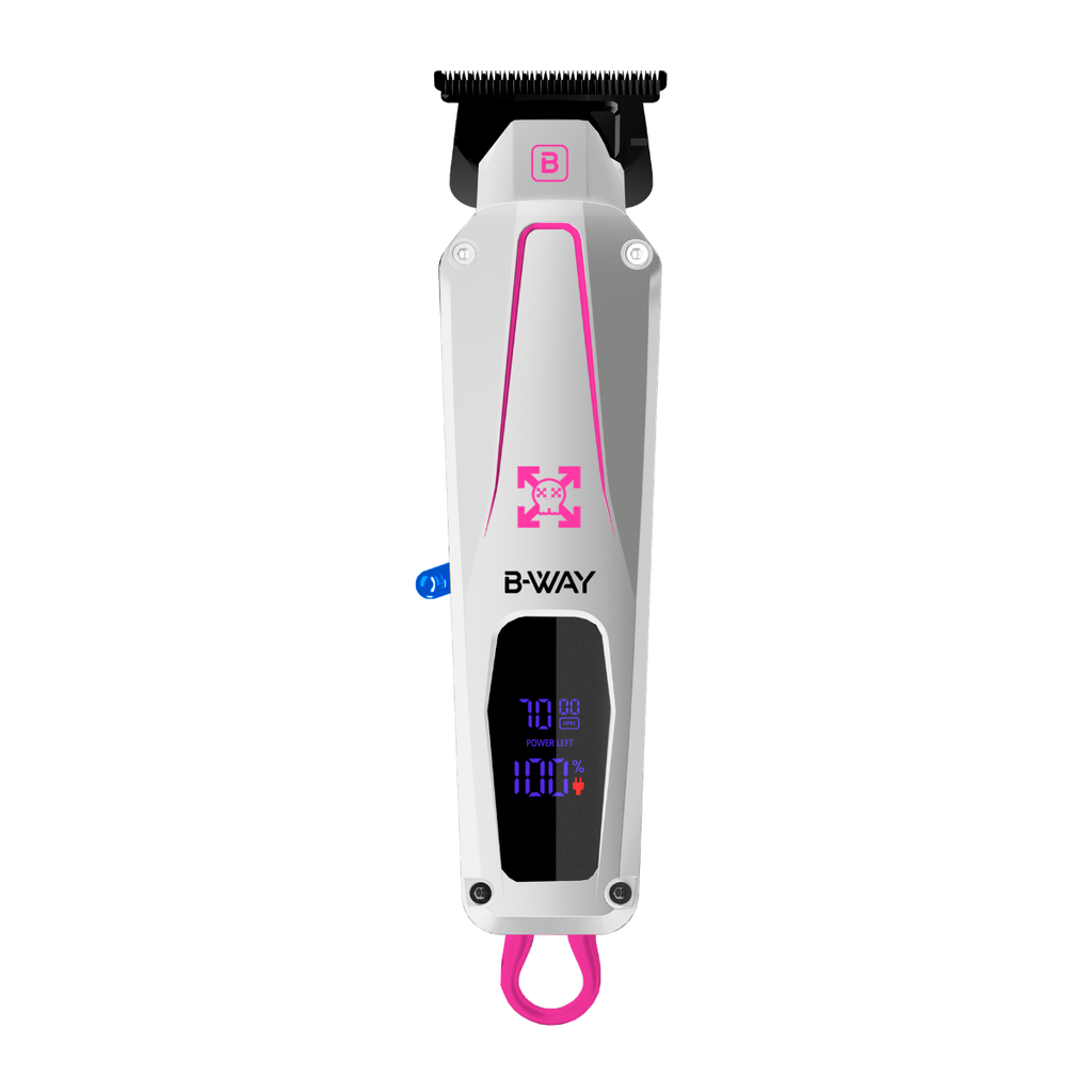B‑WAY New California Clipper & CUTZ White Trimmer – 2‑Piece Barber Set