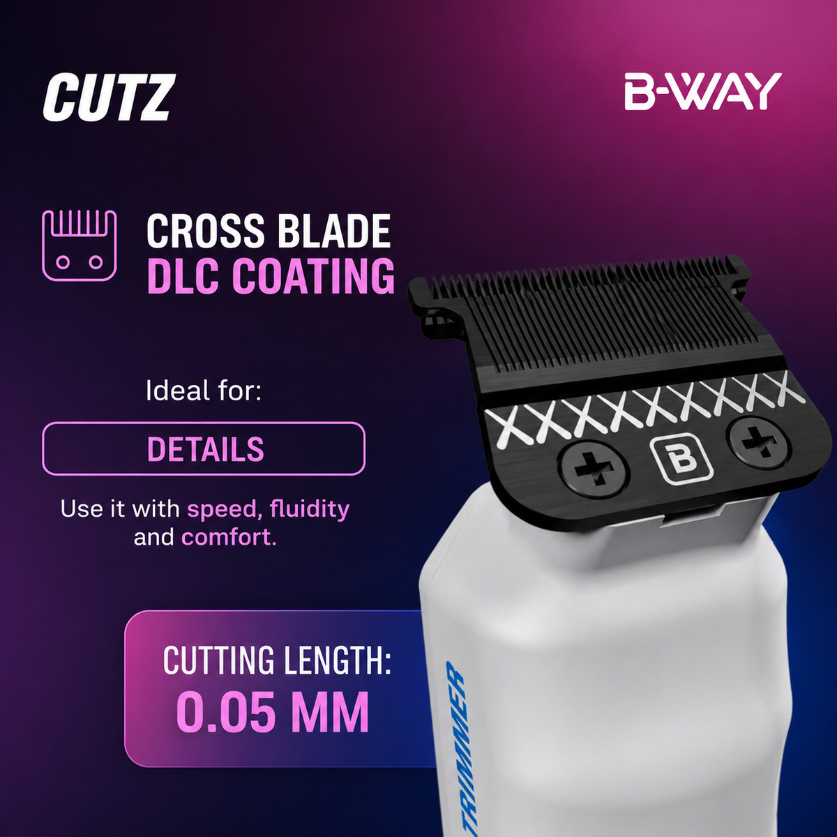B‑WAY Urban Clipper & CUTZ White Trimmer – 2‑Piece Barber Set